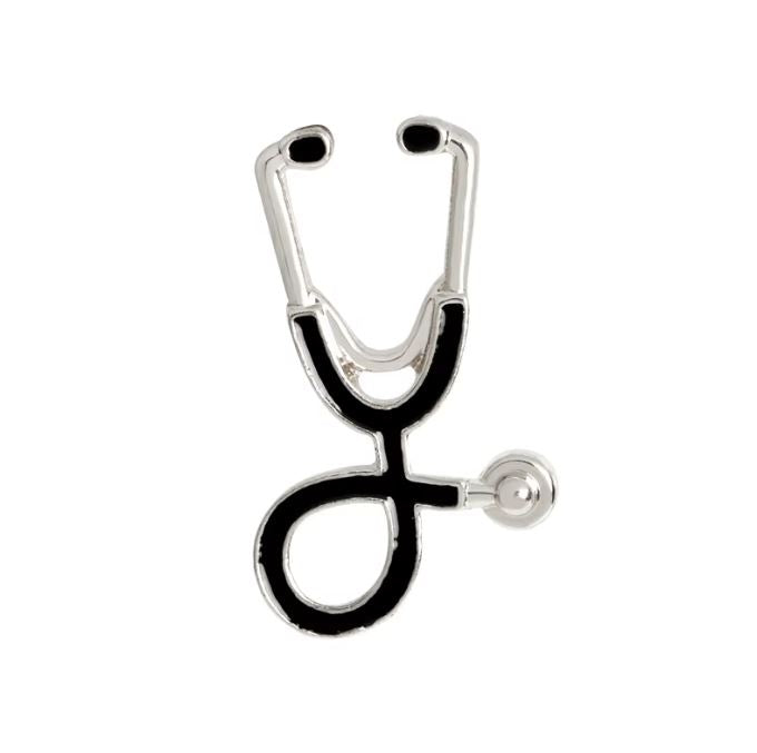 Black and Silver Stethoscope pin