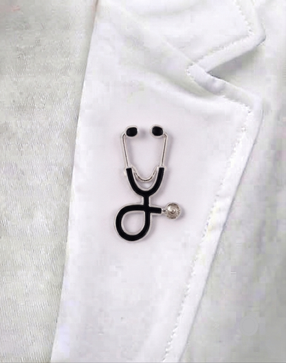 Black and Silver Stethoscope pin
