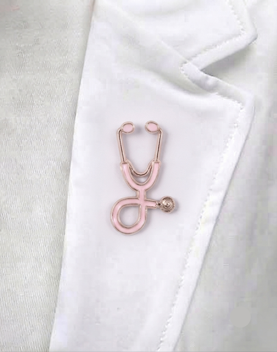 Pink and gold stehoscope pin