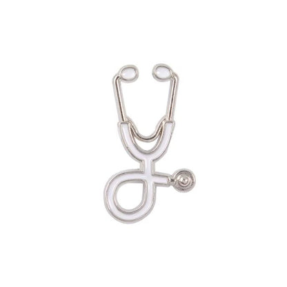 White and silver sthethoscope pin